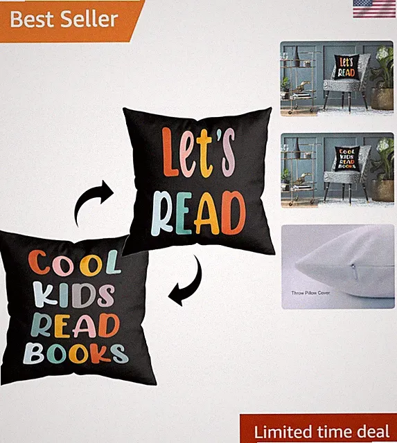 18x18 Letter Print Throw Pillow - Modern Kids Reading Pillow for Boys & Girls