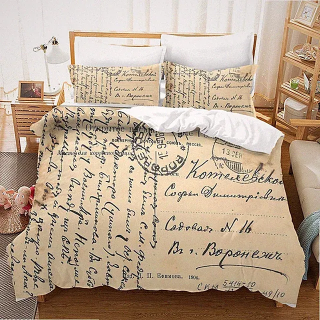 3D Envelope Postmark Letter Quilt Cover Set Duvet Cover Bedding Pillowcases