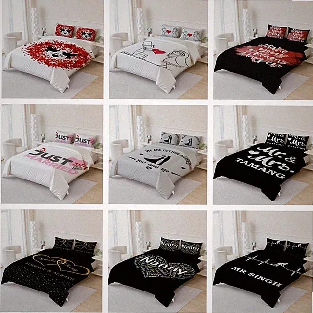 3D Letter Heart Love Background Quilt Cover Duvet Cover Comforter set