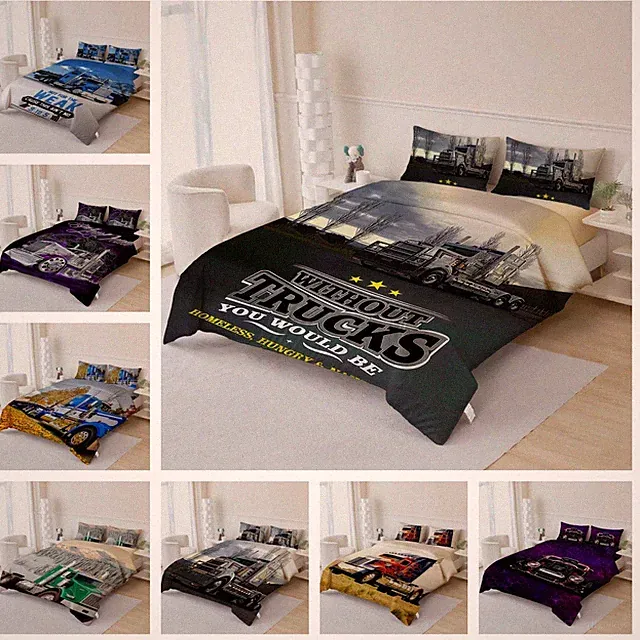 3D Truck Cartoon Letter Quilt Cover Duvet Cover Comforter set