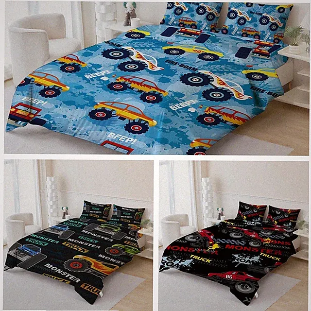 3D Truck Monster Letter Pattern Cartoon Quilt Cover Duvet Cover Comforter set