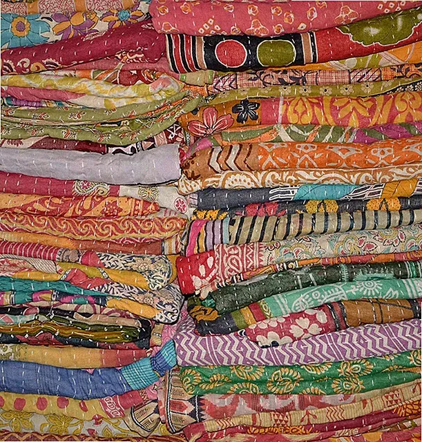 5 Pieces Mix Lot Wholesale Tribal Indian Kantha Quilts Vintage Cotton Bed Cover