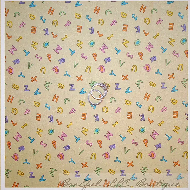 BonEful Fabric FQ Cotton Quilt Unisex VTG Yellow Baby Nursery Alphabet Letter UK