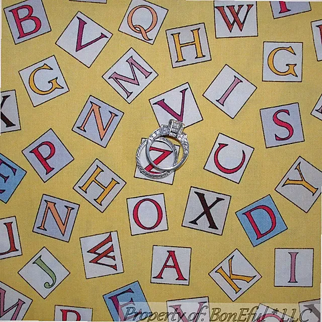 BonEful Fabric FQ Cotton Quilt Yellow Gray Red Unisex Baby Alphabet Letter Block