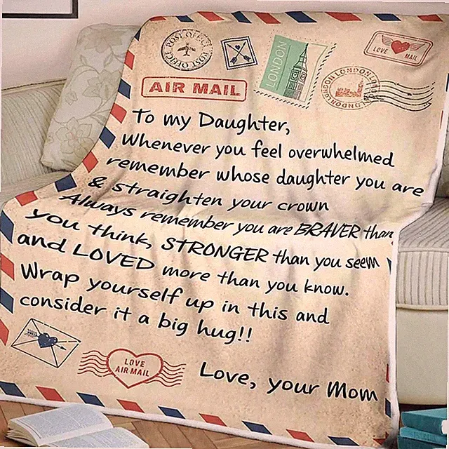 Custom Letter Blanket Family Quote Design Throw Meaningful Text Gift For Her