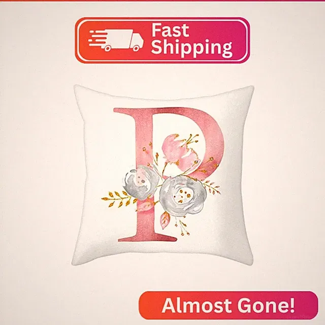 Eanpet Throw Pillow Covers Alphabet Decorative Pillow Cases ABC Letter Flowers C