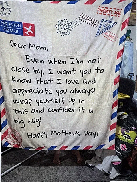 Envelope Letter Print Blanket Beige Red Blue Black Rectangular Mother's Day Gift