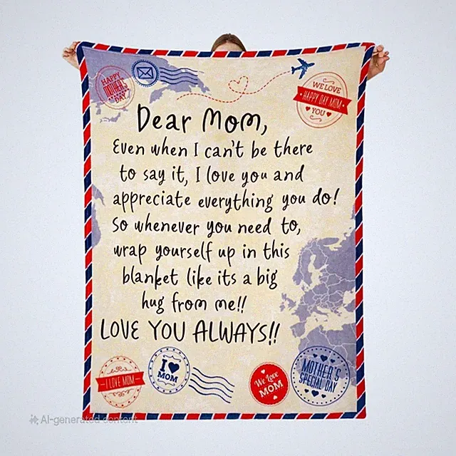 Flannel Blanket 50 x 60 in Warm Soft Lightweight Mother's Day Letter Print