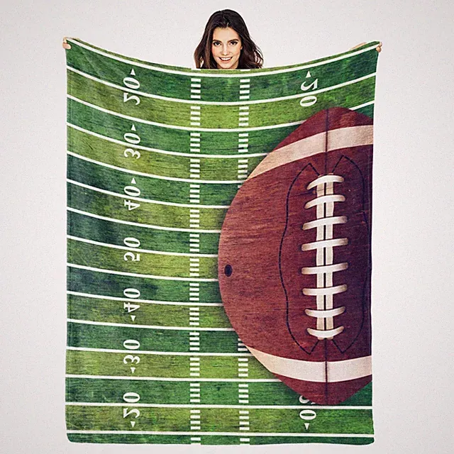 Football Throw Blanket Soft Warm Lightweight Cozy Bed Living Room 60x50 Inch
