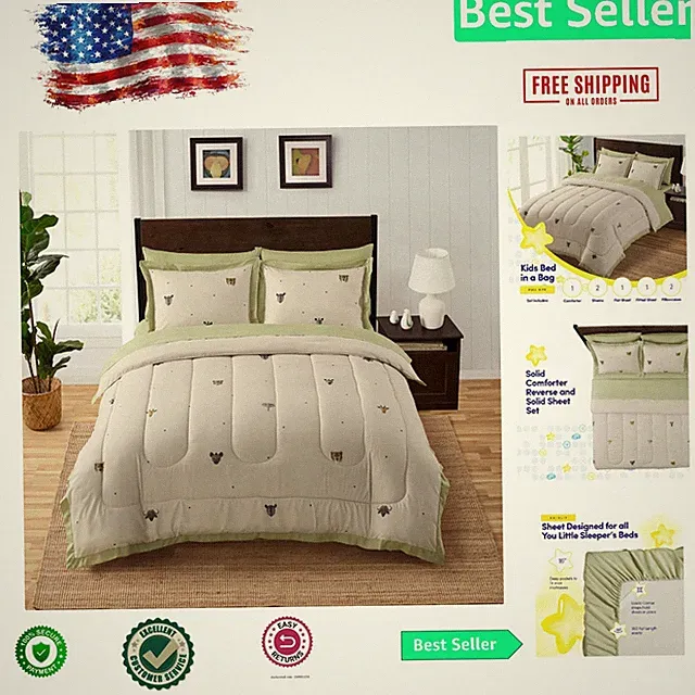Full Size Savanna Animal Comforter Set - Jungle Theme Bedding for Boys and Girls