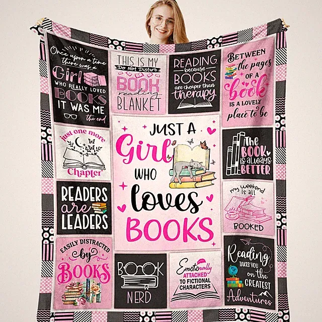 Gifts for Book Lovers Bookish Soft Throw Blanket Cozy Fleece 60x50 Inch