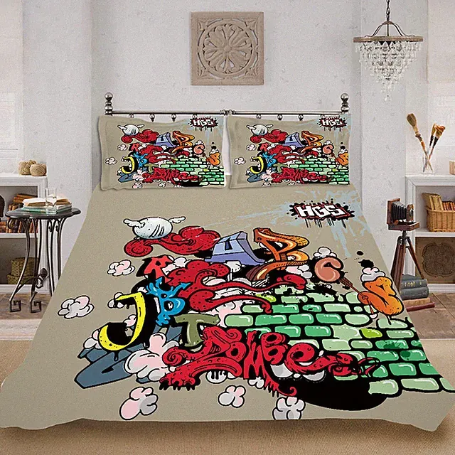Interesting Letter Explosion 3D Quilt Duvet Doona Cover Set Pillow case Print