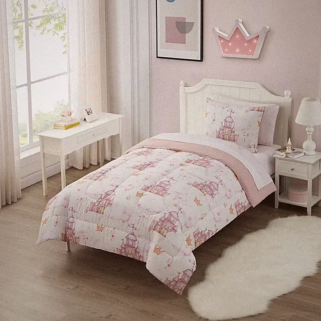 Kids Bedding Set Bed in a Bag for Boys and Girls Toddlers Printed Sheet Set a...