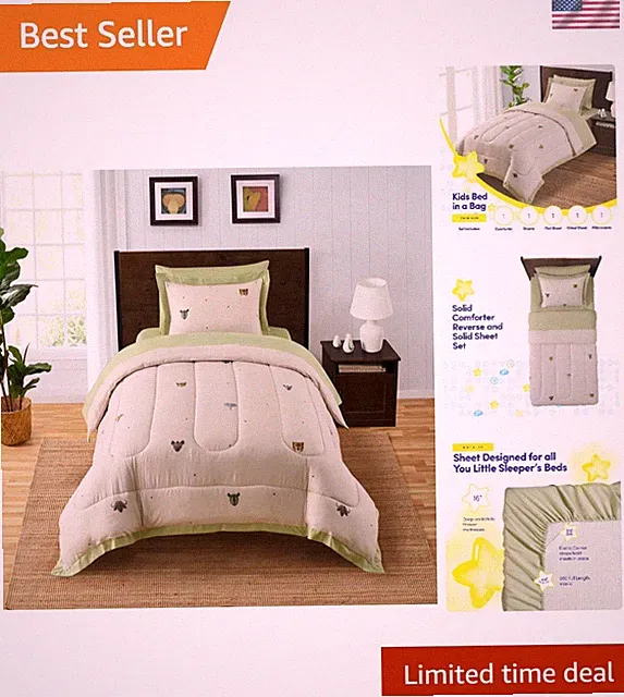 Kids Jungle Safari Comforter Set Twin Bed in a Bag – Fun Animal Design