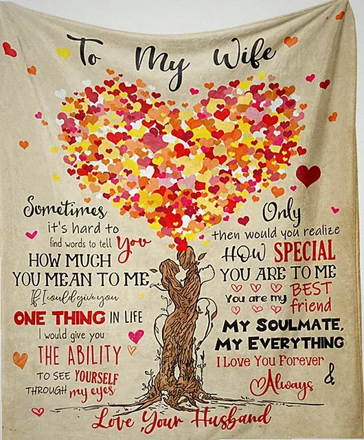 Love Letter Printed Throw Blanket for Wife - 60' X 50'