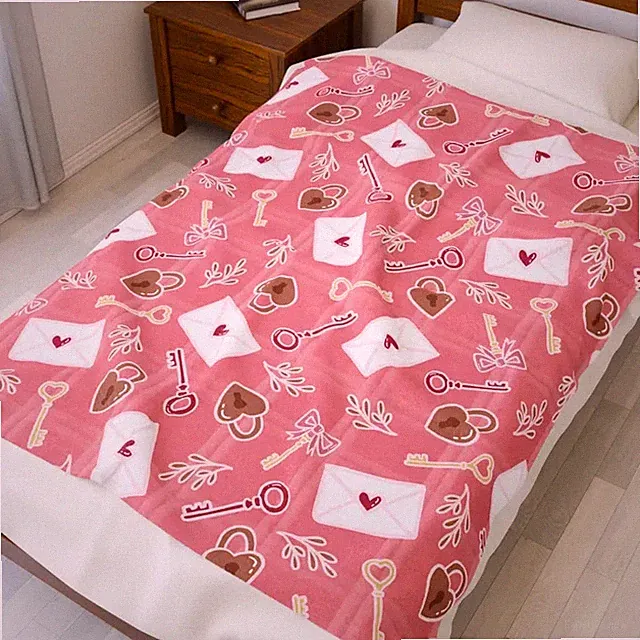 Love Letter Style Printed Valentine Throw Blanket Elegant Romance