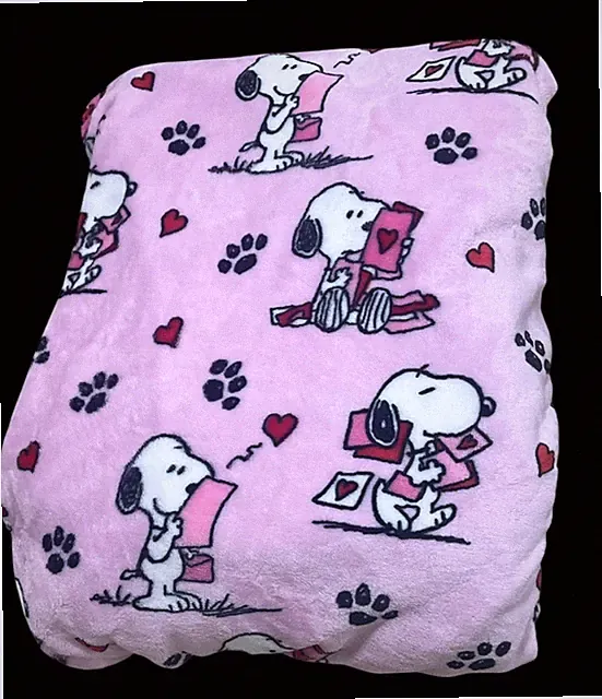 Peanuts Snoopy PINK Valentine's Day Love Letters Paw Print X-Long Throw Blanket