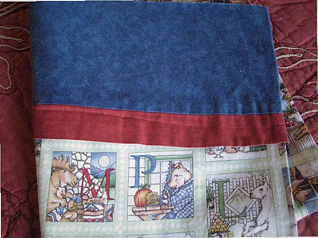 Pillowcase Handmade OOAK Alphabet Letters Animals Blue Red Standard Cotton