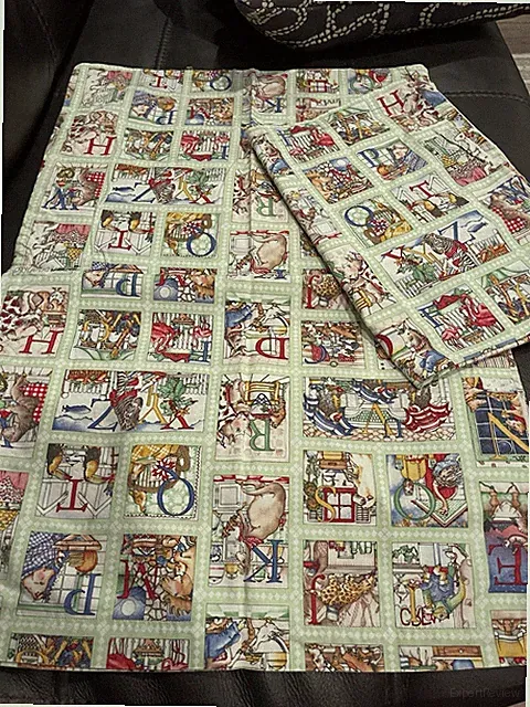 Pillowcase Handmade OOAK Alphabet Letters Animals Blue Red Standard Cotton Qty2