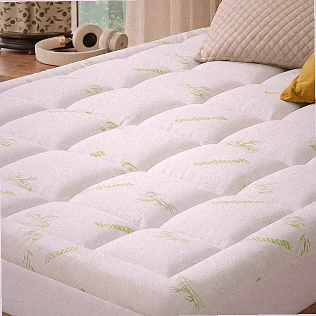 Queen Cooling Pillow Top Mattress Topper – Ultra-Soft Bamboo Viscose Cover, D...