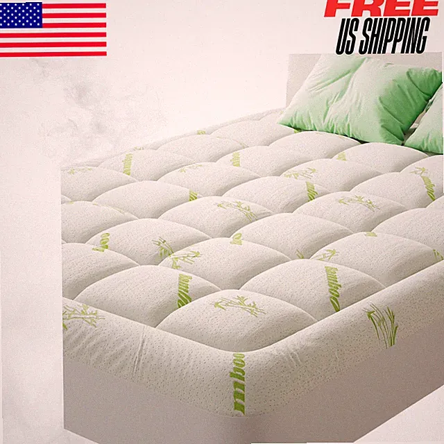 Queen Size Ultra Soft Mattress Topper Pillow Top Pad W/ Stretchable Pockets