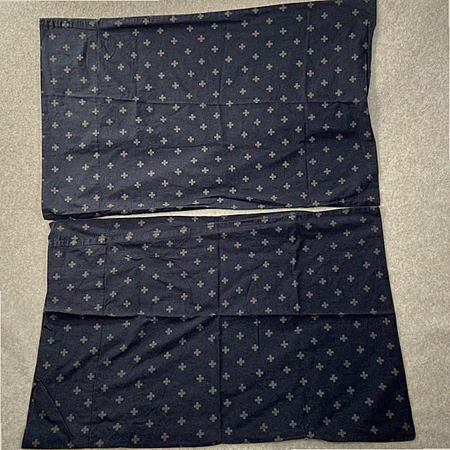 Restoration Hardware Pillow cases RH Teen cross pattern navy gray Set of 2