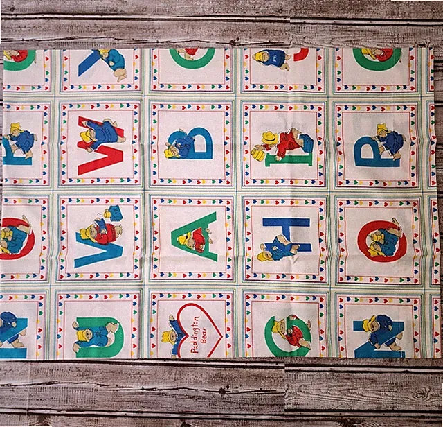 Vintage 80s Eden Paddington Bear Alphabet All Over Print Pillow Case 27x19