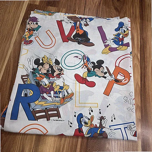 Vtg Pacific Disney Alphabet Flat Sheet Double Mickey Minnie Kids USA Bedding